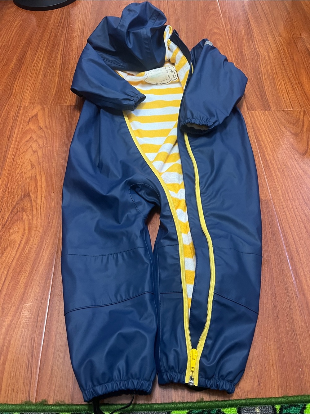 Hatley Navy One-Piece Footie with Yellow Trim